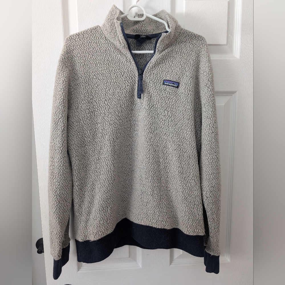 Patagonia Woolyester Fleece Sweater Mens Medium Oatmeal Wool Beige